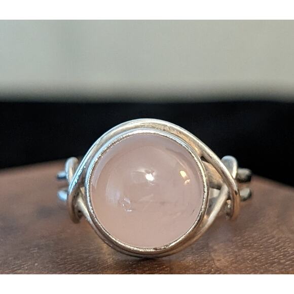 Pink Cabochon Stone 925 Sterling Silver Ring Size 5.75 - Picture 1 of 7